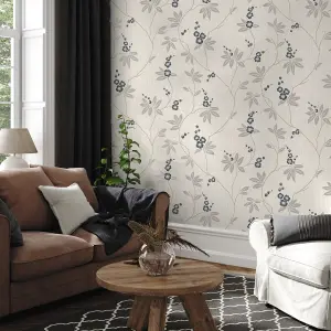 Belgravia Décor Amelie Blossom White/Navy Wallpaper