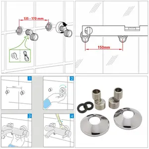 ENKI Chrome Offset Cranked Connectors with Wall Plates for Shower Valves