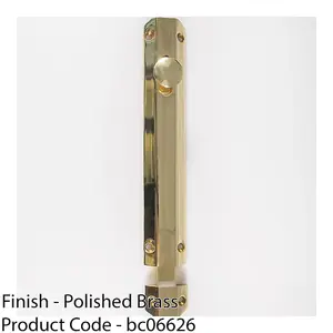 Surface Mounted Flat Sliding Door Bolt Lock 202mm x 36mm Polished Brass