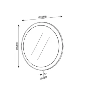 Zoe Circular Wallmounted LED Illuminated Bathroom Mirror (H)600mm (W)600mm