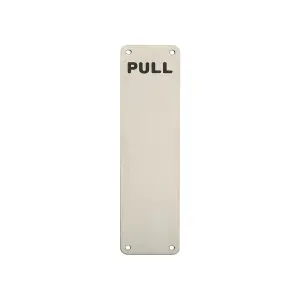 2x Pull Engraved Door Finger Plate 300 x 75mm Satin Stainless Steel Push Plate