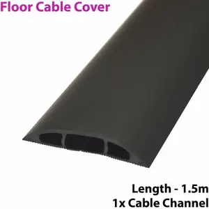 1.5m x 60mm Low Profile Rubber Floor Cable Cover Protector Conduit Tunnel Sleeve