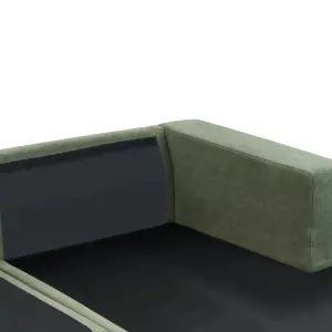 Corner Sofa LOFOTEN Green Fabric 3 Seater Left Hand