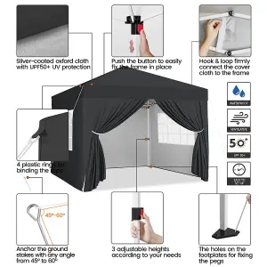 Yaheetech 3mx3m Black Fabric Pop Up Canopy Tent w/ Sidewalls