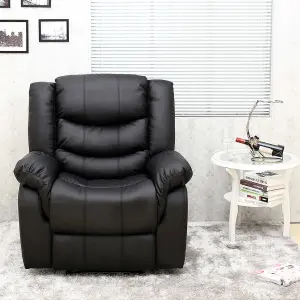 Seattle Manual Recliner Armchair Sofa Home Lounge Bonded Leather Chair (Black)