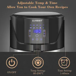 5L Air Fryer, Family Size Hot Air Fryer 1400W Digital Touchscreen With 10 Presets, Removable Basket, Timer & Temperature Control For Oil Free & Low Fat Healthy Cooking Black/Silver