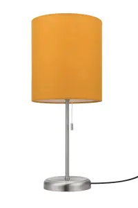 GoodHome Penistone Straight Brushed Mustard Chrome effect Table lamp