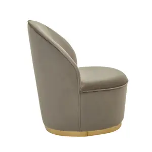 Mink Kids Velvet Chair with Gold Base, Velvet Upholstery Kids Chair for Living Room, Dining Room, Breakfast