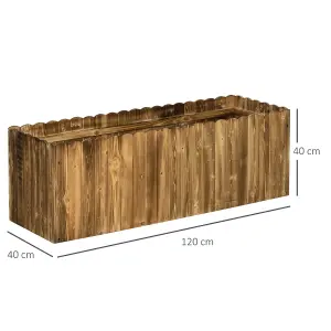 Outsunny Raised Flower Bed Wooden Rectangular Planter Container Box Garden Wood