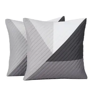 2 Pack Geometric Pinsonic Cushion Covers, Grey - 45 x 45cm