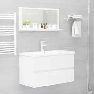 Berkfield Bathroom Mirror High Gloss White 80x10.5x37 cm Engineered Wood