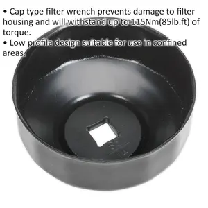 68mm Oil Filter Cap Wrench - 14 Flutes - 3/8" Sq Drive - Low Profile Design