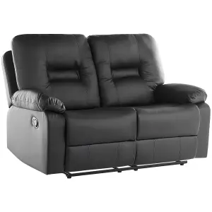 2 Seater Faux Leather Manual Recliner Sofa Black BERGEN