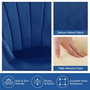 Yaheetech Blue Upholstered Velvet Armchair with Wing Side