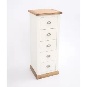 Tropea 5 Drawer Narrow Chest of Drawers Chrome Cup Handle