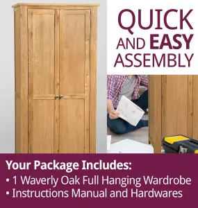 Hallowood Furniture Waverly Oak Full Hanging Wardrobe