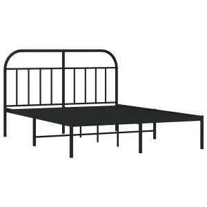 Berkfield Metal Bed Frame with Headboard Black 140x200 cm