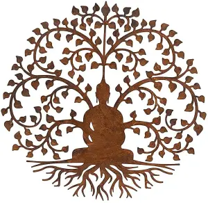 Bodhi Buddha Garden Screen Wall Art Plaque 60cm Diameter