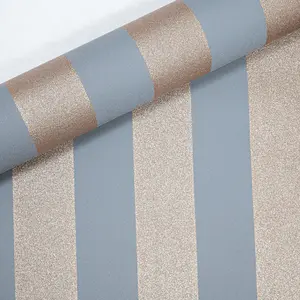 Grey Gold Stripe Wallpaper Glitter Shimmer Paste The Wall Thick Heavy Vinyl