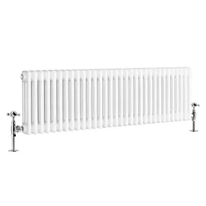 Right Radiators 300x1462 mm Horizontal Traditional 3 Column Cast Iron Style Radiator White