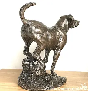 Large Labrador on Rocks dog figurine in solid cold cast bronze designed by David Geenty