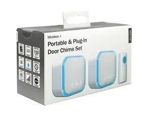 Uni-Com 98476 98477GB W96001 Portable and Plug-In Door Chime Set White UNC68440