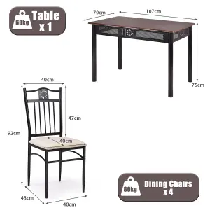 Costway 5 Pieces Dining Table Chairs Set for 4 Person