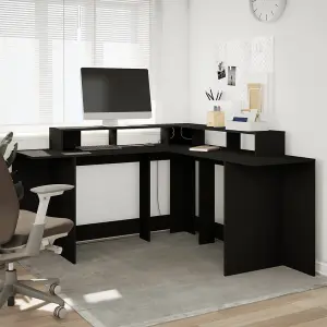 Berkfield Desk with LED Lights Black 152x152x91 cm Engineered Wood