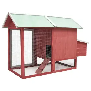 Chicken Cage Red 170x81x110 cm Solid Pine & Fir Wood