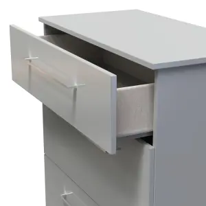 Chester 3 Drawer Deep Chest in Uniform Grey Gloss & Dusk Grey (Ready Assembled)