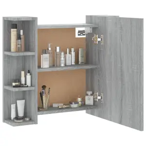 Berkfield Mirror Cabinet with LED Grey Sonoma 70x16.5x60 cm