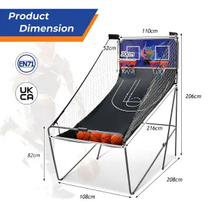 Costway Electronic Basketball Arcade Game Foldable Basketball Game 2 Player Shot 8 Modes