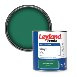 Leyland Trade Vinyl Matt Walls & Ceilings Emulsion Paint Turquoise Green (RAL 6016) 1L