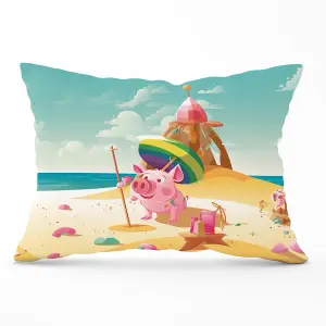 Piglet On A Beach Holiday Cushions 33cm x 48cm