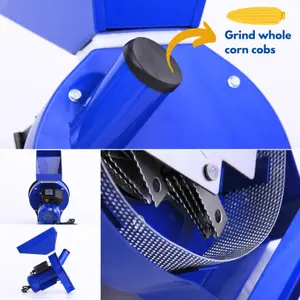 Electric Farm Feed Grinding Machine 240kg/h Capacity, 4 Mesh Sizes - Perfect for Poultry Grain Crushing - Wheat Corn Oats and More