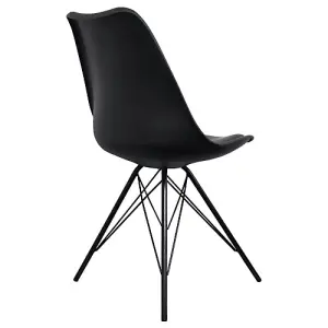 Soho Black Plastic Dining Chair with Black Metal Legs