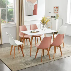 Nero Upholstered Dining Chair (Set of 6) Pink/White