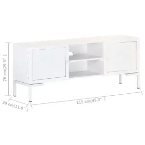 Berkfield TV Cabinet White 115x30x46 cm Solid Mango Wood