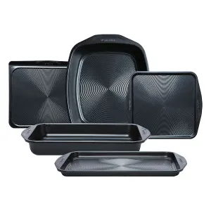 Circulon Ultimum Black Rectangle Carbon Steel Freezer Safe Roast and Bake Set Pack of 5