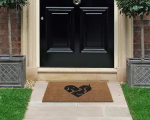 Coco&Coir Door Mat Rubber Backed Eco-Friendly Indoor Outdoor Heavy Duty Pet Themed Entrance Door Mat 45 x 75 cm PUPPY LOVE