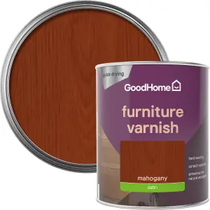 GoodHome Mahogany Satin Multi-surface Furniture Wood varnish, 750ml