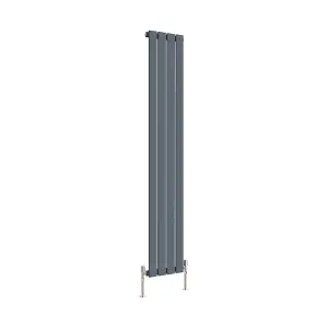 Vertical Anthracite Single Flat Panel Radiator (H) 1600 mm x (W) 272 mm, 2044 BTU.