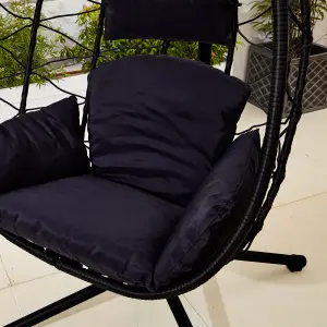 Neo Black Egg Swing Hanging Chair With Cushions