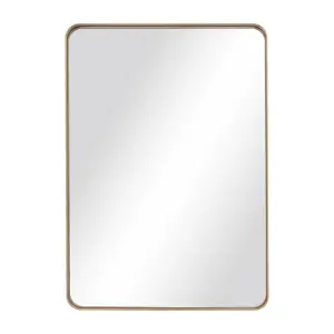 50cm W x 70cm W Rectangular Wall Mounted Gold Metal Framed Bathroom Mirror Decorative