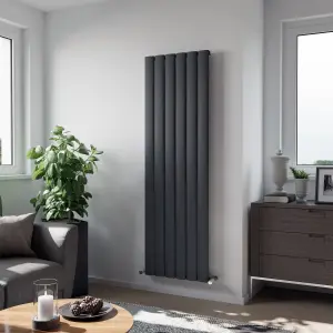 Agadon Milan Aluminium Designer Radiator 1800 x 565 mm Textured Anthracite - 4195 BTU - 10 Years Guarantee