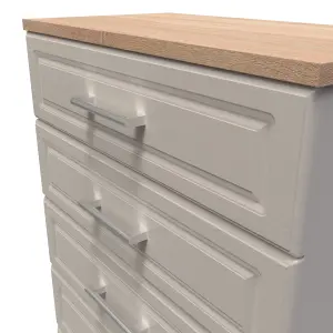 Kent Ready assembled Matt beige light oak effect 5 Drawer Chest of drawers (H)1075mm (W)765mm (D)415mm