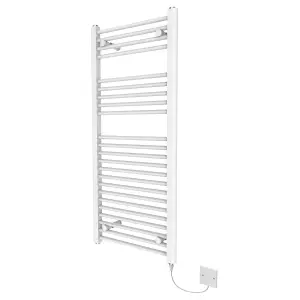 Rinse Bathrooms Prefilled Electric Straight Heated Towel Rail Radiator for Bathroom Kitchen White 1100x500mm - 250W