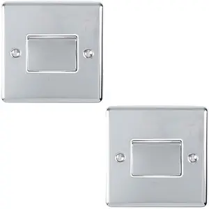 2 PACK 6A Extractor Fan Isolator Switch CHROME & White Trim 3 Pole Shower