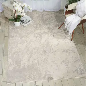 Ivory/Grey Abstract Luxurious Modern Easy to Clean Rug For Bedroom & Living Room-66 X 229cm (Runner)