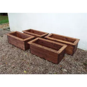 Traditional Large Wooden Trough Planter x 4